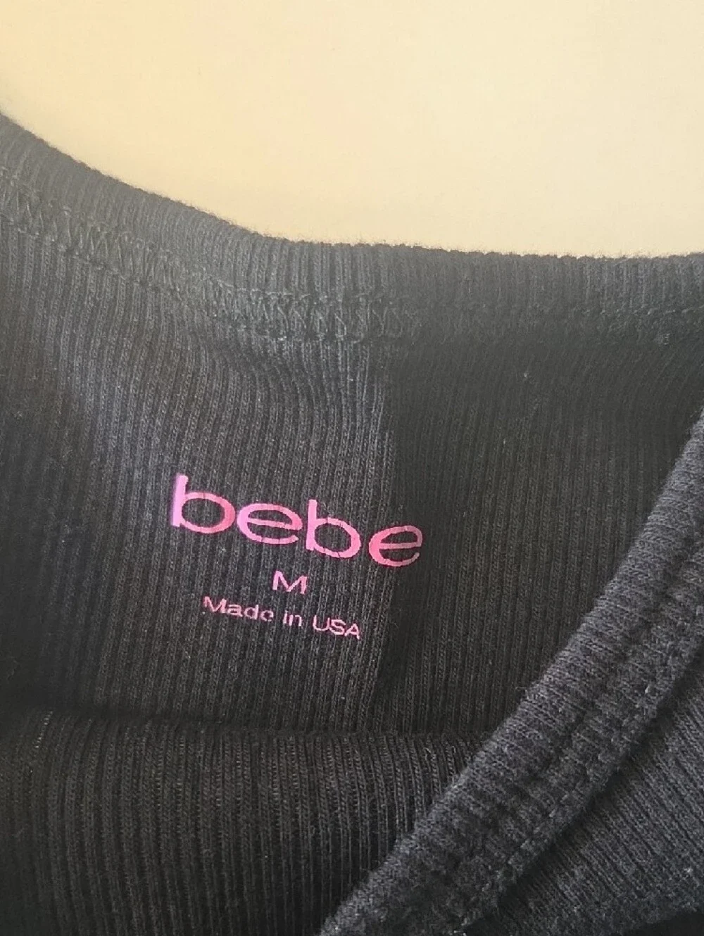 bebe Black Rhinestone Logo Ribbed Tank - Picture 2 of 2